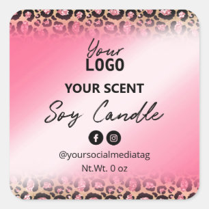 Glam Pink Gold Leopard Imprimir etiquetas de velas