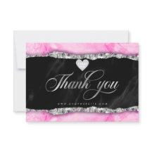 Glam Pink Marble Edge tarjeta de agradecimiento