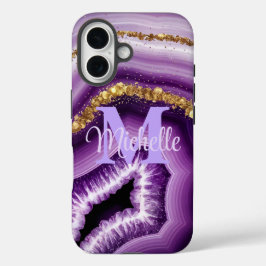 Glam Purple Agate Geode iPhone 16 Funda duro