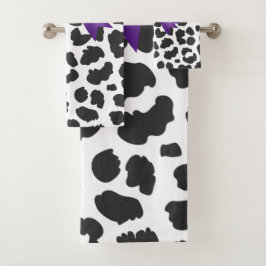 Glam Purple Bow-White Leopardo Print-Black