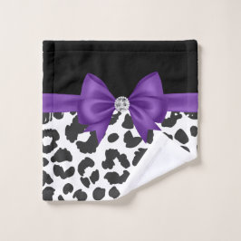 Glam Purple Bow-White Leopardo Print-Black