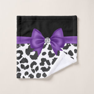 Glam Purple Bow-White Leopardo Print-Black