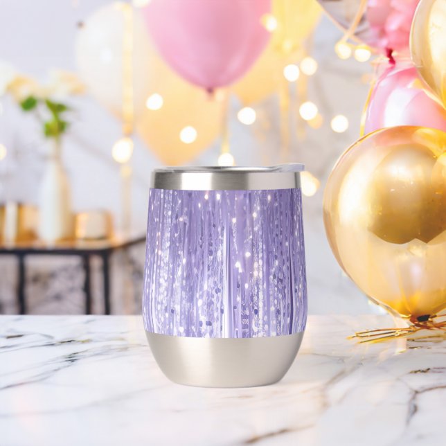 Glam Purple Lavender Tinsel Stripes Navidades (Despedida de soltero)