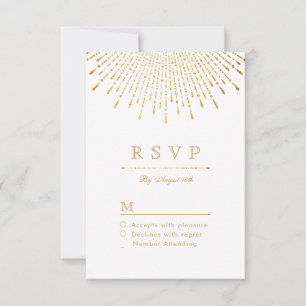Glam purpurina de oro deco vintage boda RSVP