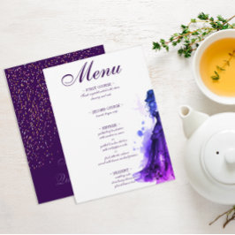Glam Quince gótico menú Quinceañera púrpura