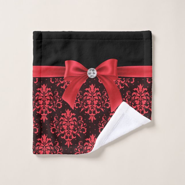 Glam Red Bow-Red Lace-Black (Toallita)