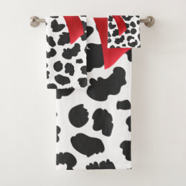 Glam Red Bow-White Leopardo Print-Black