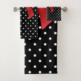 Glam Red Bow-White Polka Dots-Black