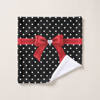 Glam Red Bow-White Polka Dots-Black