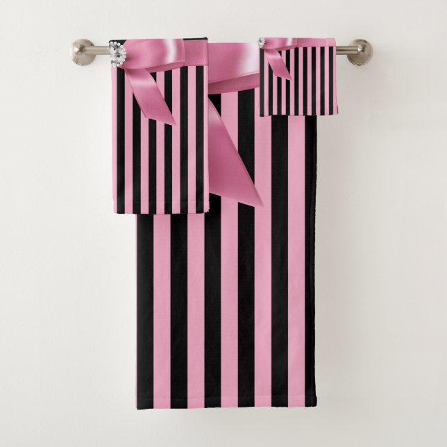 Glam Rosa Bow-Rosa Negro Pinstripes-Negro (In situ)