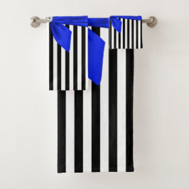 Glam Royal Blue Bow-Pinstripes-Negro