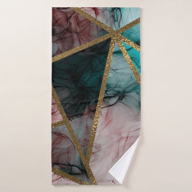 Glam Rust Rubor Teal & Gold Chic Glamour Moderno (Toalla de baño)