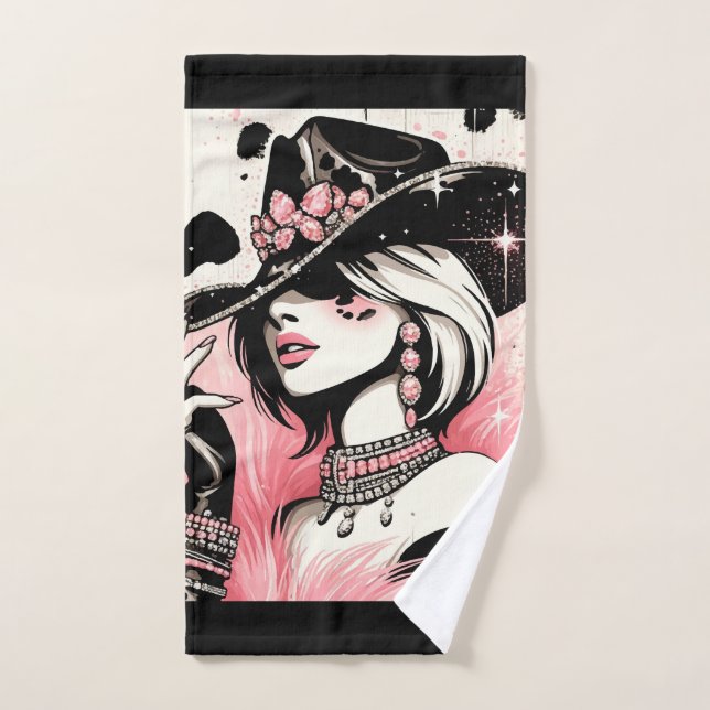 Glam rústico vaquero estampado de cuero de vaca ro (Toalla de mano)