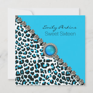 Glam Snow Leopard Sweet Dieciséis Invitaciones