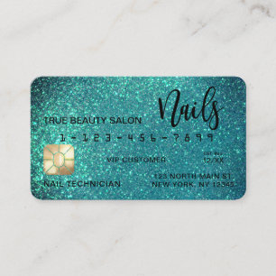 Glam Sparkly tarjeta de crédito Verde azulada de P