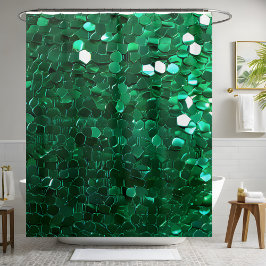 Glamorosa cortina de ducha de secuencia verde