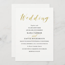 Glamorosa Faux Gold Classic Wedding Invitación
