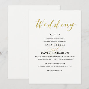 Glamorosa Faux Gold Classic Wedding Invitación