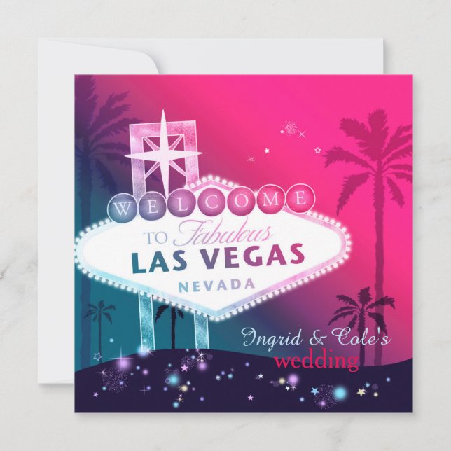 Glamorosa invitación a la boda de Las Vegas (Anverso)