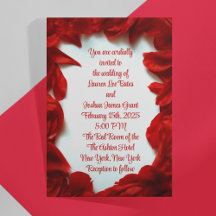 Glamorosa invitación a la boda de los Petals Rojos