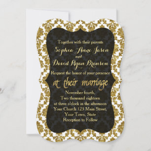 Glamorosa invitación a la boda de Relieve metaliza