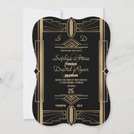 Glamorosa invitación a la boda Gatsby de los 20