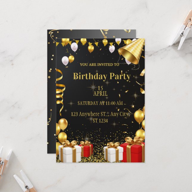 Glamorosa invitación a la fiesta de cumpleaños de  (Anverso/Reverso In Situ)