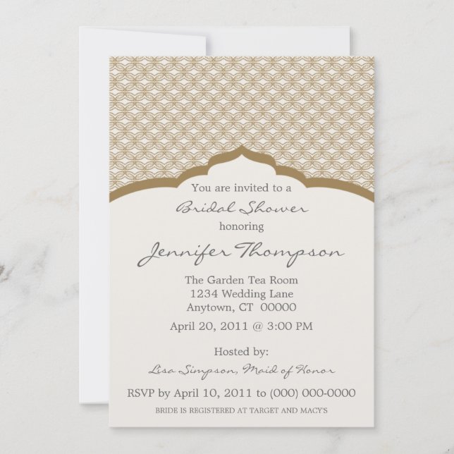 Glamorosa Moda Invitación a la ducha de novia. Mar (Anverso)
