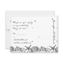 Glamorosa playa en tarjeta de respuesta plateada