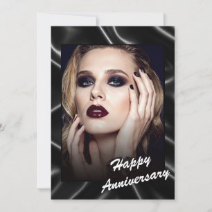 Glamorosa tarjeta plana de aniversario de cuero ne