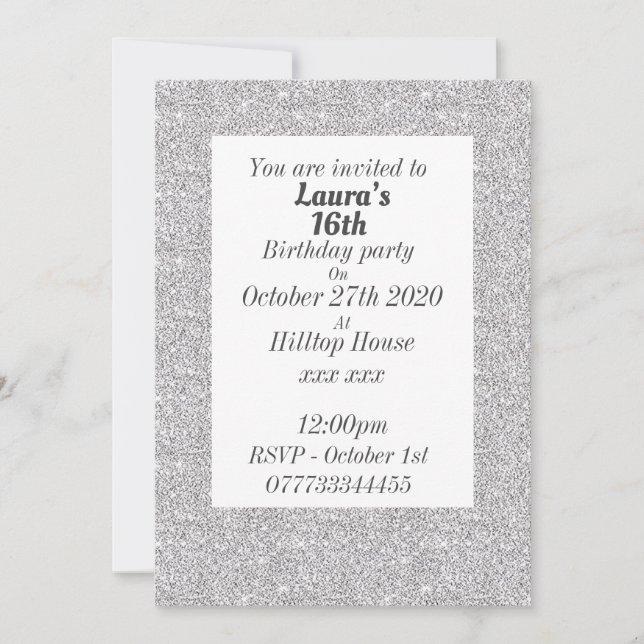 Glamorosas invitaciones personalizadas para fiesta (Anverso)