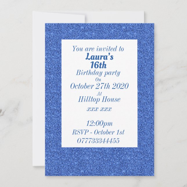 Glamorosas invitaciones personalizadas para fiesta (Anverso)