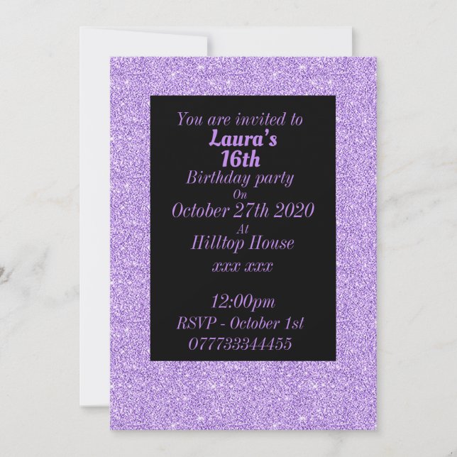 Glamorosas invitaciones personalizadas para fiesta (Anverso)