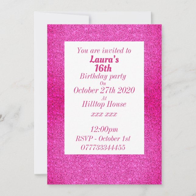 Glamorosas invitaciones personalizadas para fiesta (Anverso)