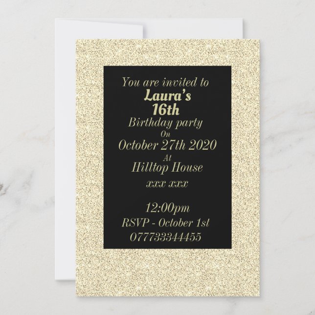 Glamorosas invitaciones personalizadas para fiesta (Anverso)