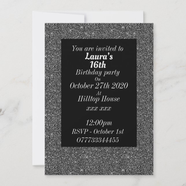 Glamorosas invitaciones personalizadas para fiesta (Anverso)