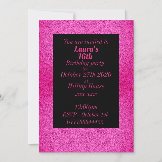 Glamorosas invitaciones personalizadas para fiesta (Anverso)