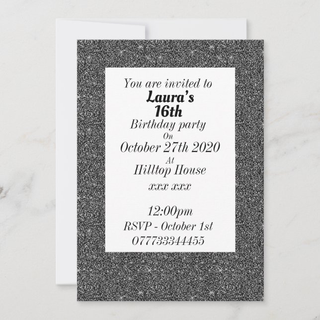 Glamorosas invitaciones personalizadas para fiesta (Anverso)
