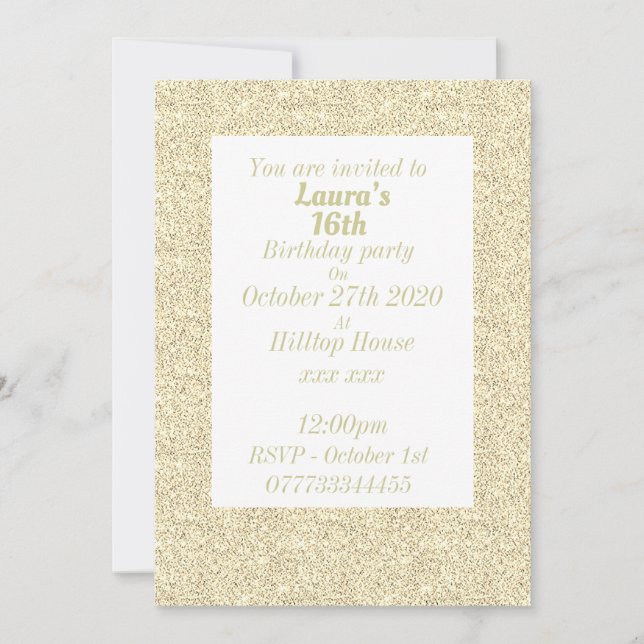 Glamorosas invitaciones personalizadas para fiesta (Anverso)