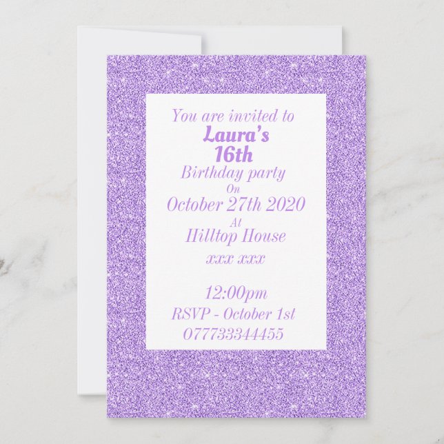 Glamorosas invitaciones personalizadas para fiesta (Anverso)