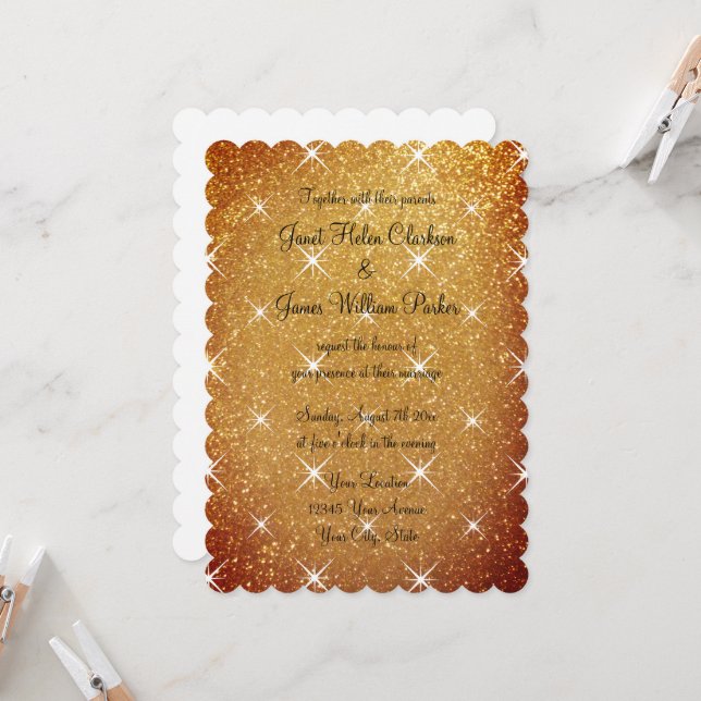 Glamorosas y ostentosas invitaciones a la boda de  (Anverso/Reverso In Situ)