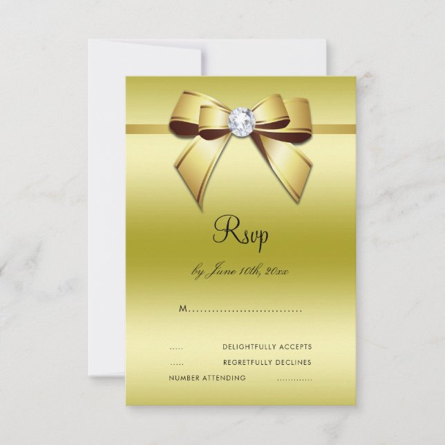 Glamoroso Bow & Ribbon 50th Wedding RSVP (Anverso)