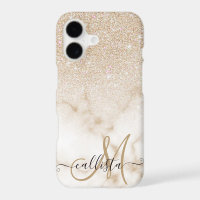 Glamoroso Oro Purpurina Blanco Marble Gradiente Om