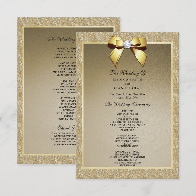 Glamoroso Programa de Boda Gem y Oro Elegante (Anverso / Reverso)