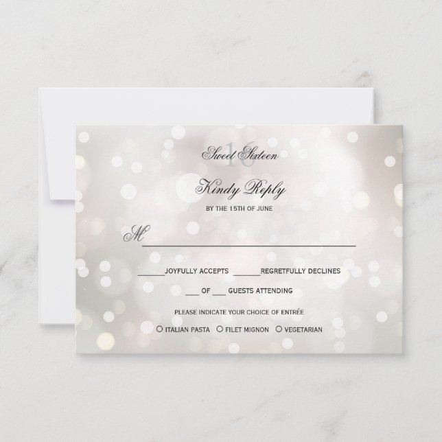 Glamoroso Purpurina blanco dulce 16 RSVP MENU ELOI (Anverso)
