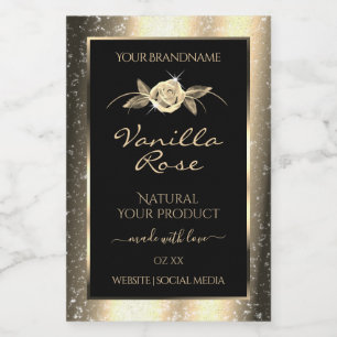 Glamoroso Purpurina de oro Floral Etiquetas de pro