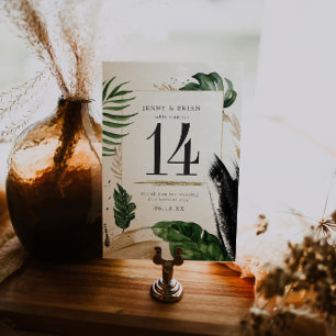 Glamoroso verano verde Boda número de mesa