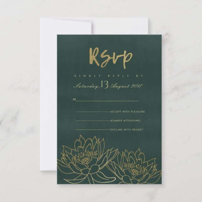 GLAMOROUS GOLD OSK VERDE LOTUS FLORAL RSVP (Anverso)