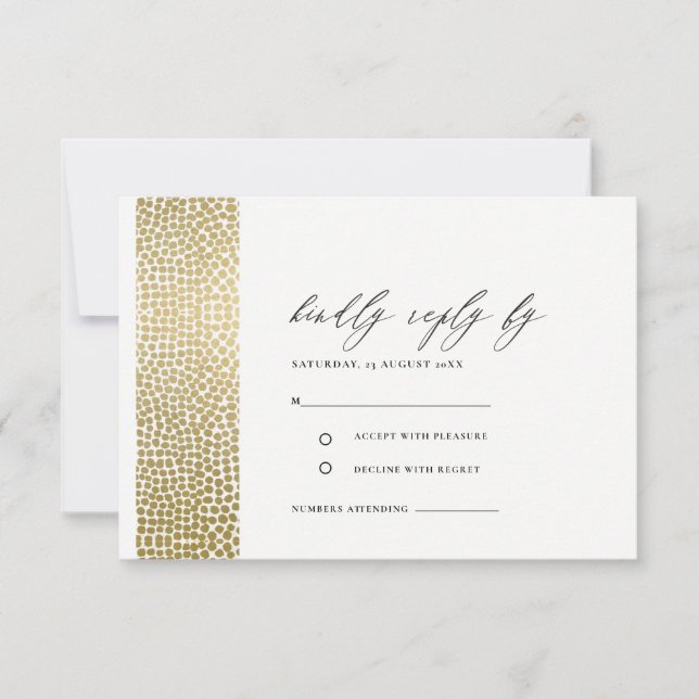 GLAMOROUS GOLD WHITE DOTS MOSAIC RSVP (Anverso)