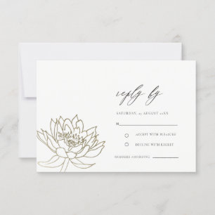 GLAMOROUS PALE GOLD WHITE LOTUS FLORAL RSVP